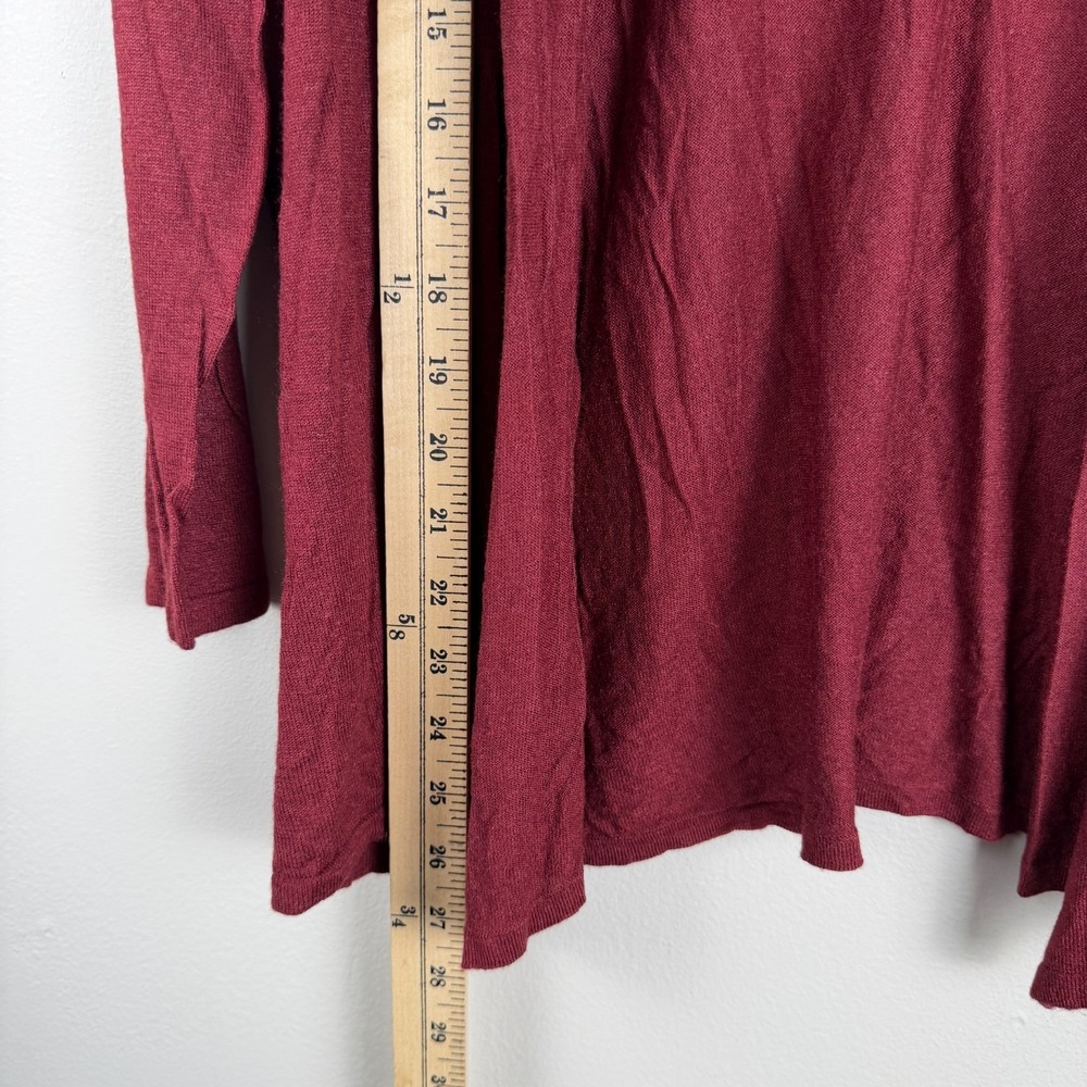 August Silk Cardigan Sweater Women's Large Maroon Long Sleeve Knitted Open Front - Picture 12 of 14